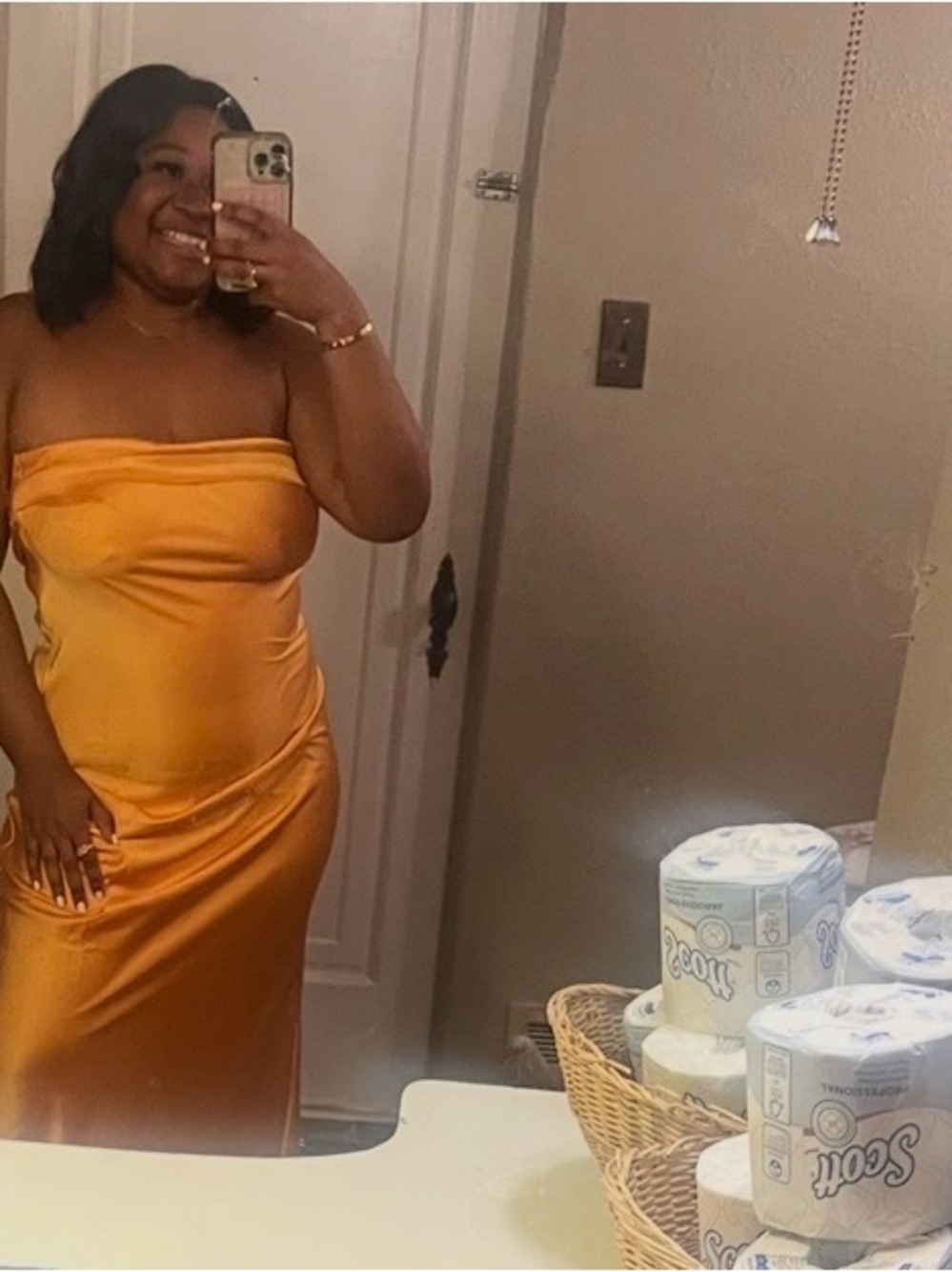 Strapless Evening Dress in Orange